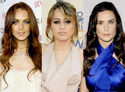 Lindsay Lohan, Miley Cyrus, Demi Moore Lindsay Lohan, Miley Cyrus, Demi Moore